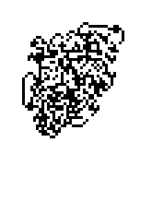 Progress after 7,500 moves: a growing blob of irregular black and white pixels.
